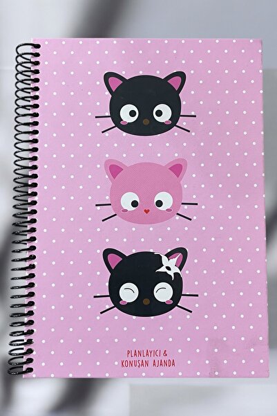 GÜZELYÜZ AVM Konuşan Ajanda 17x24 Üç Kedi Tasarımlı Sticker'lı Tarihsiz Hafta...