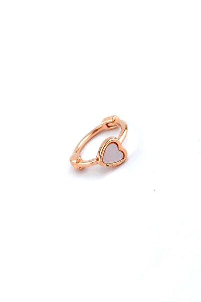 OSESHOP Sedef Taş Detaylı 925Ayar Gümüş Üzerine Rose Altın Kaplama Kalp Figür...