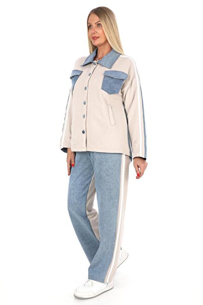 zitex Denim Detailed Front Buttoned Tracksuit