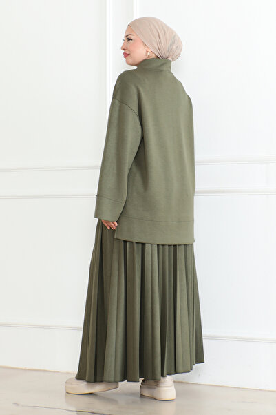 KADEEM Khaki Scuba Fabric - Modal Skirt Suit