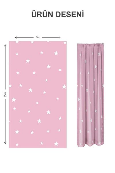 Doruklar Home Collection Digital Printing Washable Star Pattern 2 Wings Baby and Children's Room Background Curtain