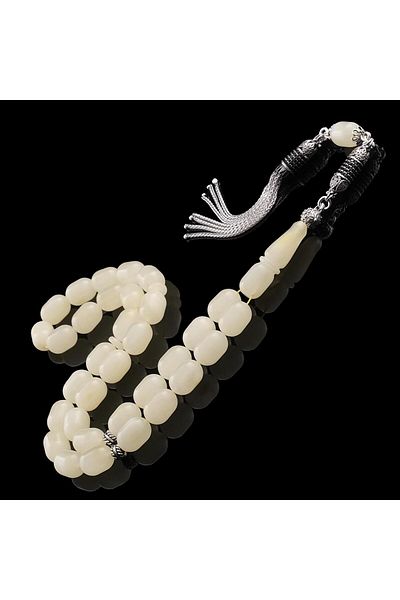 TESBİHCİBABA Ice Amber- White Tiger Drop Amber Rosary
