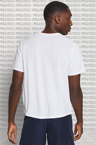 Nike Ανδρικό μπλουζάκι για τρέξιμο Miler Dri Fit White - με ανακλαστήρες και έμβλημα