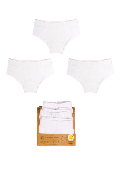 OrganicKid Kız Çocuk Beyaz Organik Iç Çamaşır Seti 3'lü