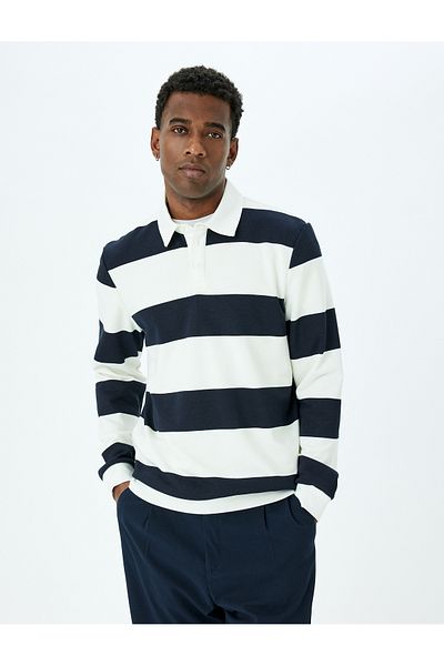 Koton Ανδρικό φούτερ Polo Neck Navy Blue 5sam70005mk