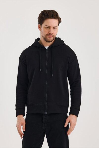 yakamor Unisex φούτερ με κουκούλα και φερμουάρ με πλαϊνές τσέπες