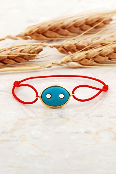 Sümer Telkari Süryani Nazar Boncuğu Altın Kaplama Kırmızı İpli Gümüş Bileklik...