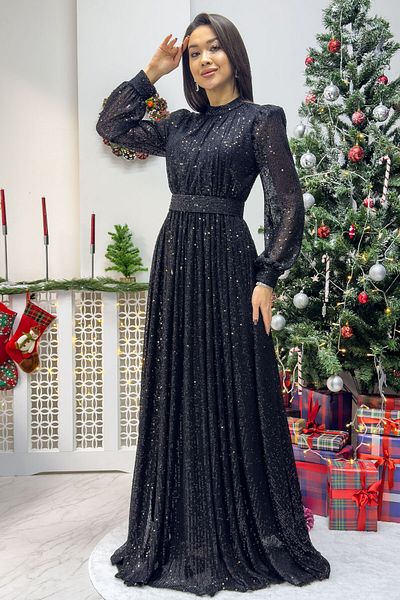 thezkscom Rochie de seară maxi cu paiete cu paiete pentru femei, cu curea, negru, bej, bleumarin, roșu