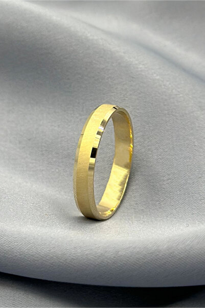 Dağıstanlı Kuyumculuk 14 Ayar Altın Mat İşlemeli 4 mm. Unisex Alyans Yüzük