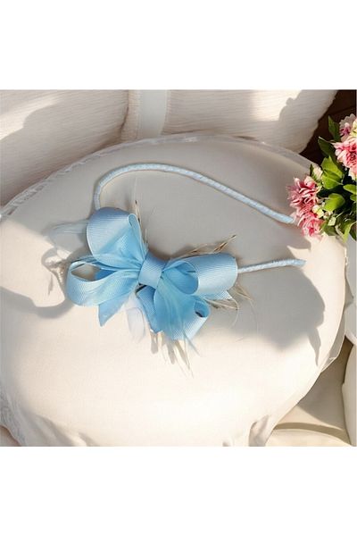 SavBrand Puerperal Crown with Blue Bow Feather