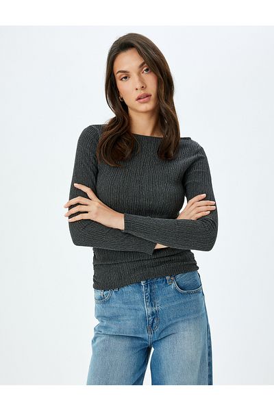 Koton Μακρυμάνικο μπλουζάκι με υφή Crew Neck