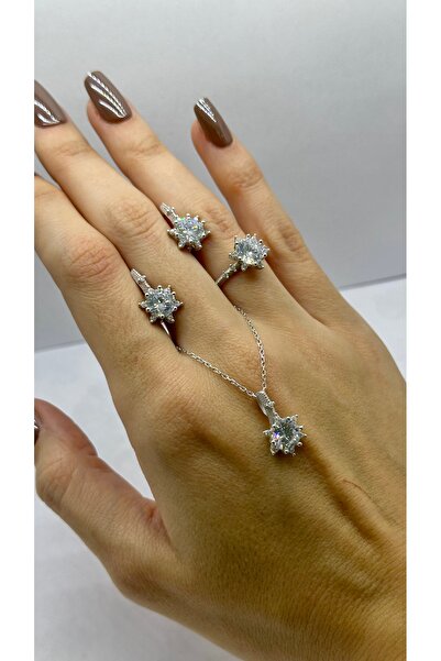 Selen’S Gümüş Kadın 925 Ayar Gümüş Lotus Model 3 lü Set