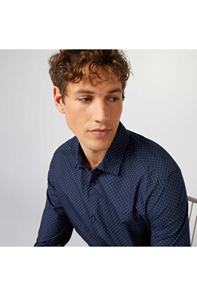 KIABI قميص منقط بقصّة عادية باللون الأزرق