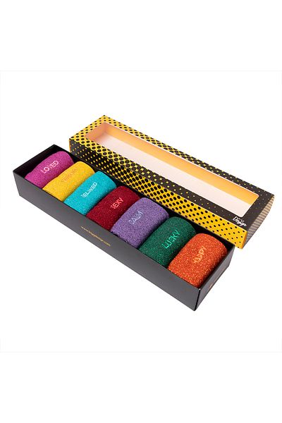 Biggdesign Moods Up Glitter 7 Pcs Women Socket Socks