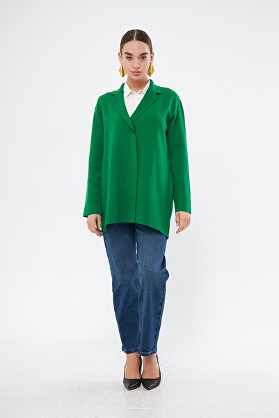 Mizalle Çelik Triko Yeşil Ceket