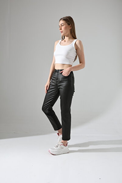 KAGAWA Kadın Yüksek Bel Mumlu Mom Jean