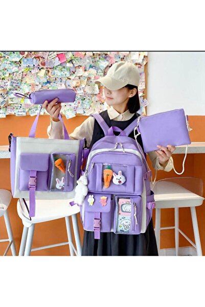 AYVİ STORE Kore Tarzı Okul Çanta Seti (SU GEÇİRMEZ)