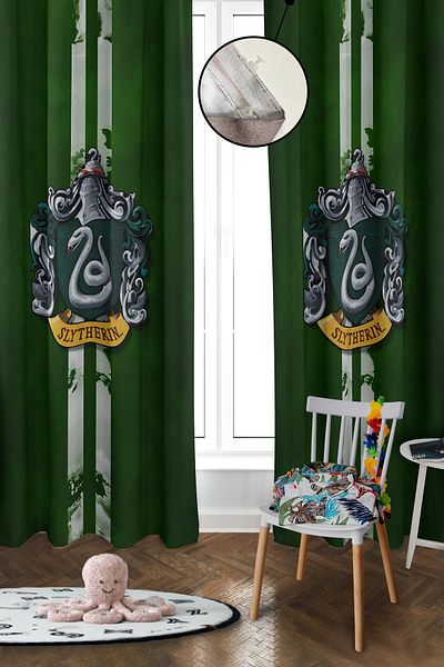 Doruklar Home Collection Digital Printing Washable Harry Potter Pattern 2 Wings Baby and Children's Room Background Curtain