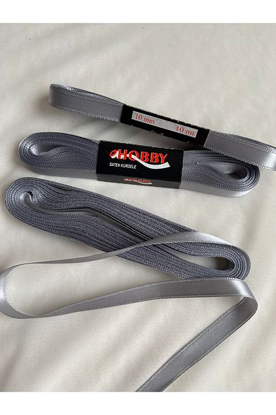 partici dükkanı Gray Satin Ribbon 1 Piece - Width 1cm Length 10Meters