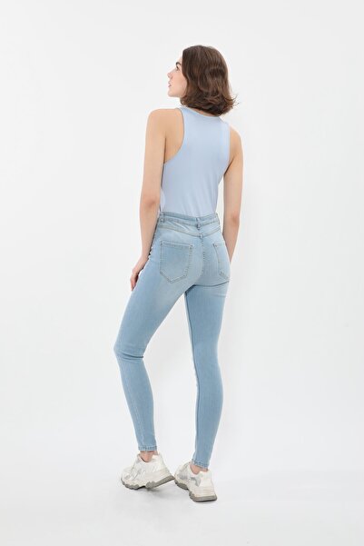Bluewhite Women's High Waist Lycra Light Blue Skinny Fit Jean Pants