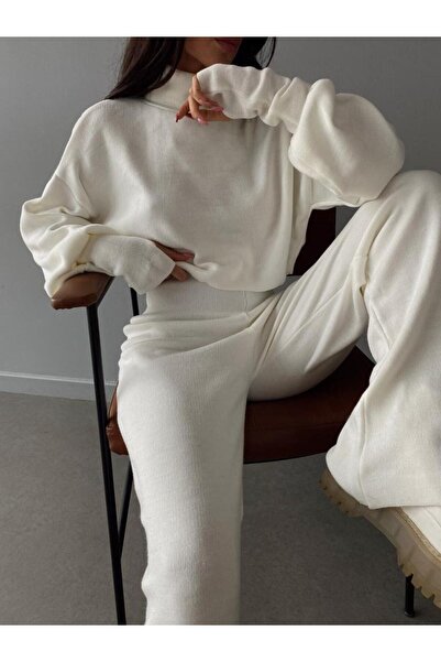 Mooi Butik Costum de tricotat cu gât înalt și cu fixare a degetelor