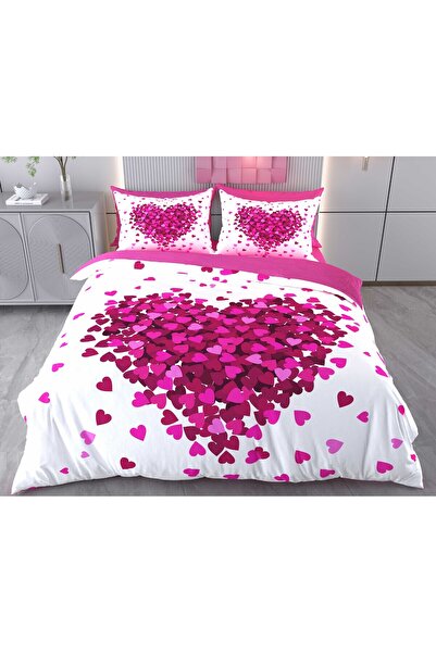 Evimemoda Цифровий друк Рожевий 3D Комплект постільної білизни - Двоспальний,...