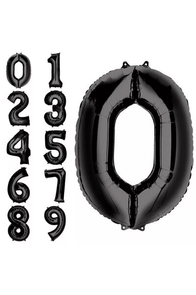 turkuaz parti Black 0 Figures Foil Ballon 34" 76 cm