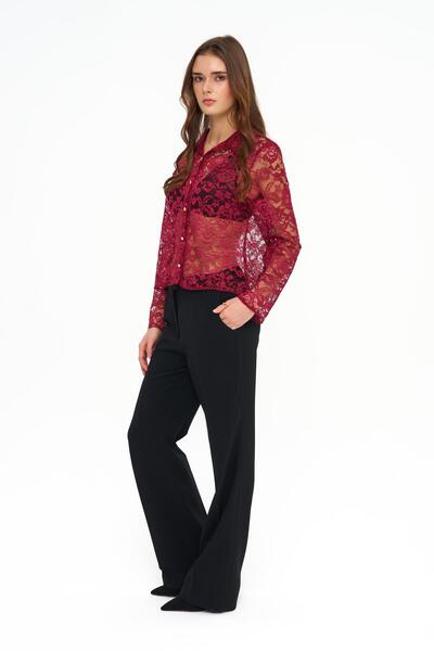 LA GARİTA DANTEL BORDO GÖMLEK