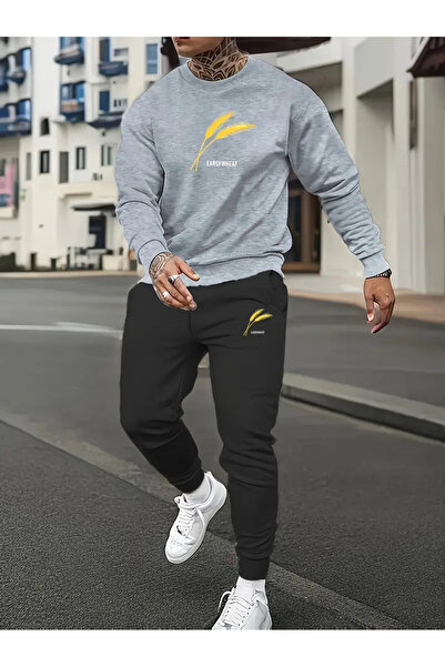 Frisson Set de pantaloni de trening atletici cu model geometric, cu mâneci lu...