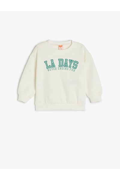 Koton Printed Long Sleeve Crew Neck Cotton Sweatshirt