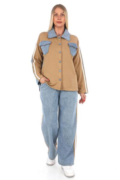 zitex Denim detaylı önü düğmeli eşofman takımı