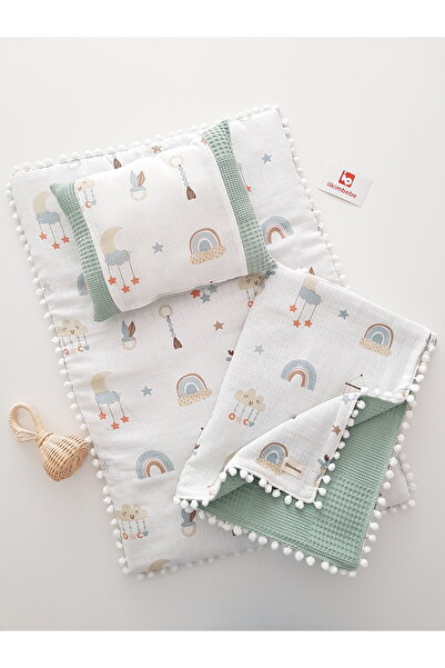 ib ilkimbebe طقم حفاضات أطفال مع بطانية - وسادة، موسلين، حديثي الولادة، سرير ...