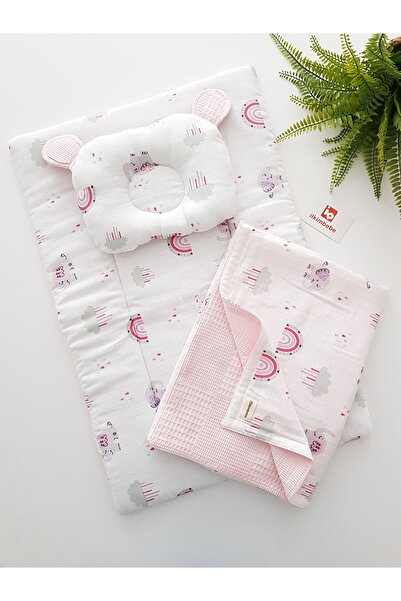 ilkimbebe طقم حفاضات أطفال مع بطانية - وسادة، موسلين، حديثي الولادة، سرير الأ...