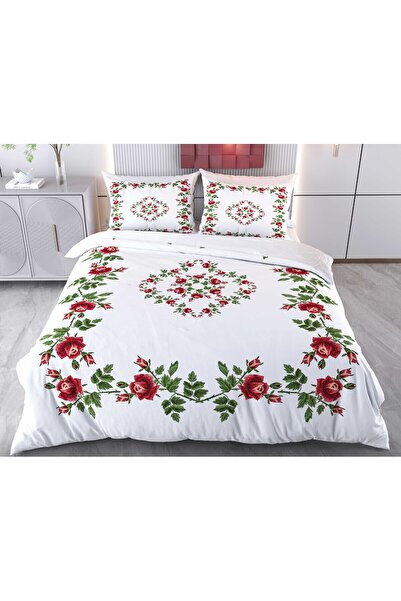 Evimemoda Loren 3D Двоспальний комплект постільної білизни - Цифровий квітков...