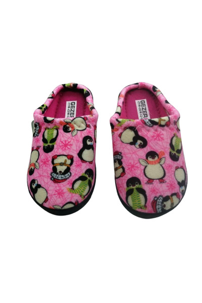 GEZER Kız Çocuk Pembe Penguen  Figürlü Ev İçi Terlik gzrtr985530