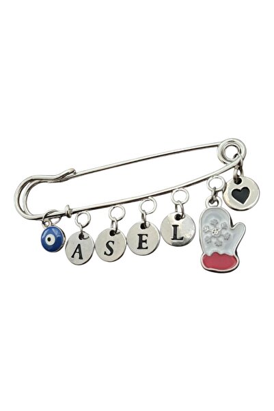 derokas Altın Kaplama İsimli Bebek Yaka İğnesi Ve Çelik Kararmaz Bileklik İki...