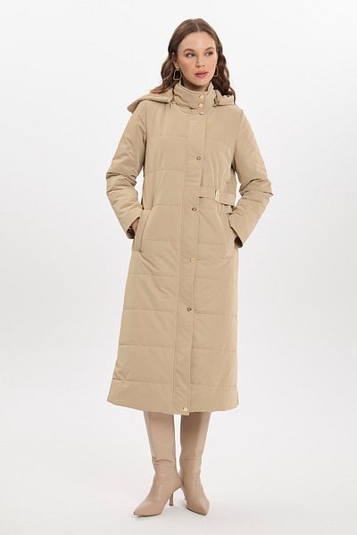 Zühre Hooded Button Detailed Beige Coat 13691