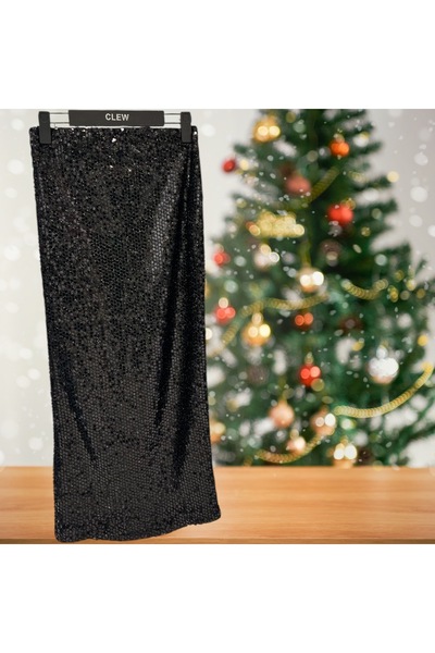 DESEO BOUTIQUE KADIN SİYAH RENK PULLU YANDAN FERMUAR KAPAMALI DAR KESİM KALEM...