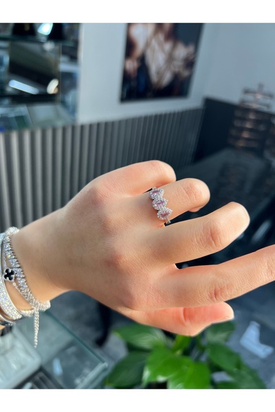925Silver 3 taşlı damla yüzük