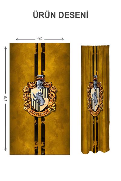 Doruklar Home Collection Digital Printing Washable Harry Potter Pattern 2 Wings Baby and Children's Room Background Curtain