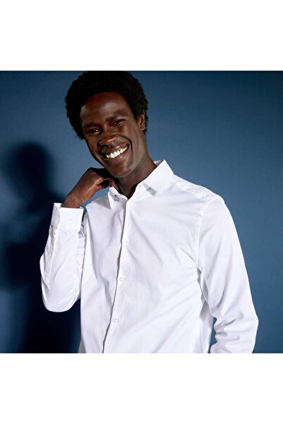 KIABI Block colour straight-cut shirt White