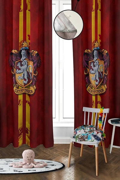 Doruklar Home Collection Digital Printing Washable Harry Potter Pattern 2 Wings Baby and Children's Room Background Curtain