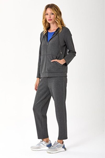 İKİLER Fermuarlı Kapüşonlu ve Cepli S-Shirt 245-2100