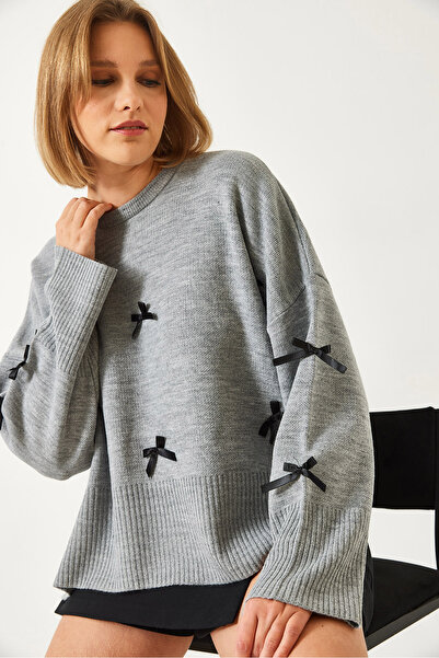 Bianco Lucci Women's Bow Detailed Knitwear Sweater 60261085