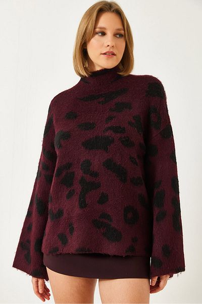 Bianco Lucci Women's Half Turtleneck Patterned Knitwear Sweater 241188 60261035