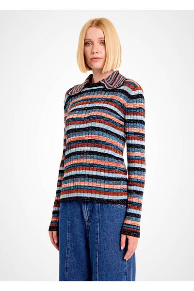 Knitss Tricotaj turcoaz cu guler detașabil cu tranziție de culoare