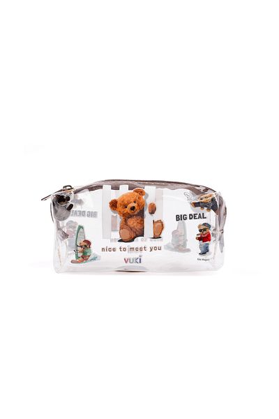VUKİ Transparent Patterned Bear Pencil Case - Zippered