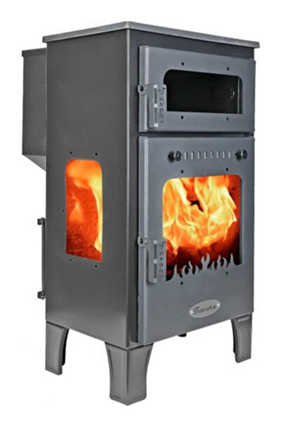 Genel Markalar Peletli ve Odunlu Favore Kaf Şömineli - Fırınlı Soba 12 Kg Pelet Kapasiteli
