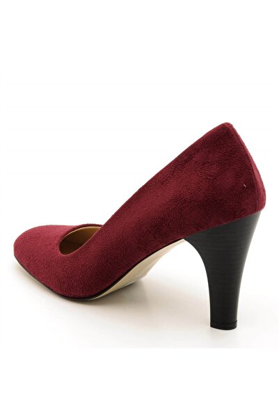 İriadam 40 - 41 - 42 - 43 - 44 1923 Burgundy Suede Heeled Large Size Women's Shoes