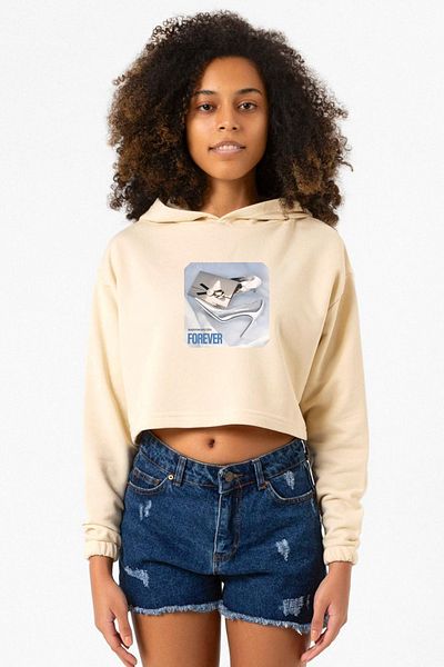 Tshirthane Beige Crop Hoodie Women Babymonster Forever